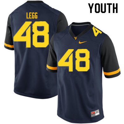 Youth West Virginia Mountaineers NCAA #48 Casey Legg Navy Authentic Nike Stitched College Football Jersey BS15V63BB